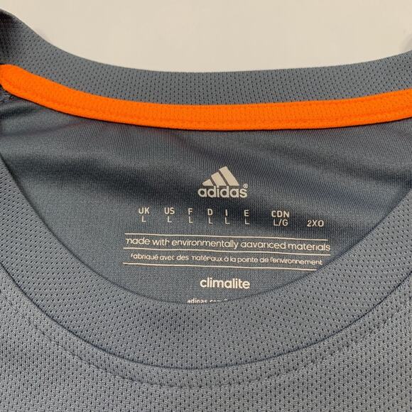 Adidas Shirt Mens L Large Titanium Climalite Big Logo Gym Train Soccer Football - Picture 4 of 10